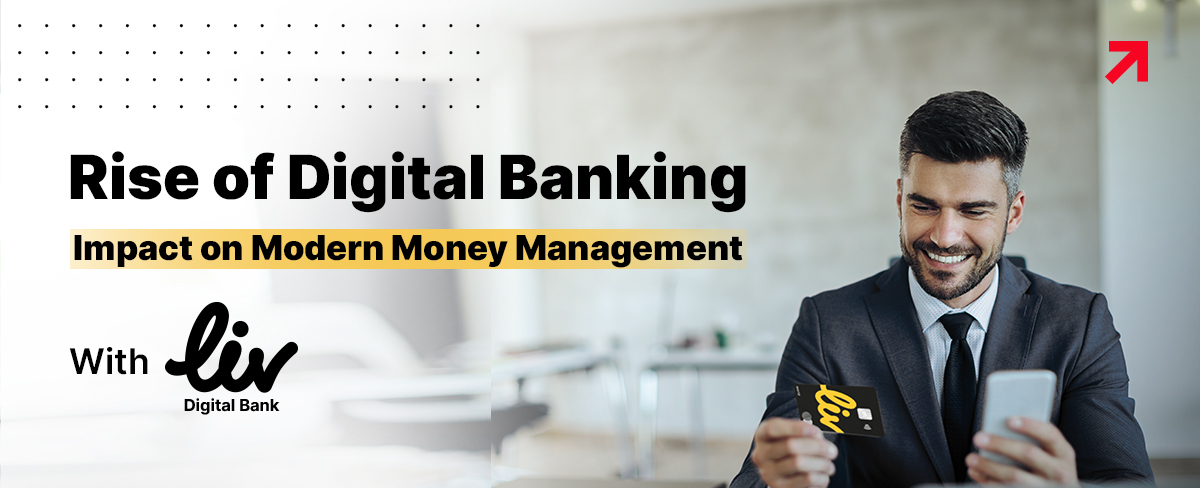 A smartphone displaying a digital banking app with financial graphs in the background